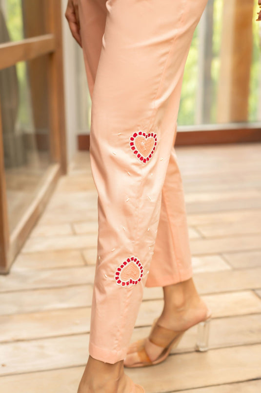 Pink Cotton Poplin Embellished Sequin Shirt Colour Block With Pant