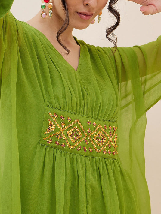 Thread Work Kaftan Top With Palazzos