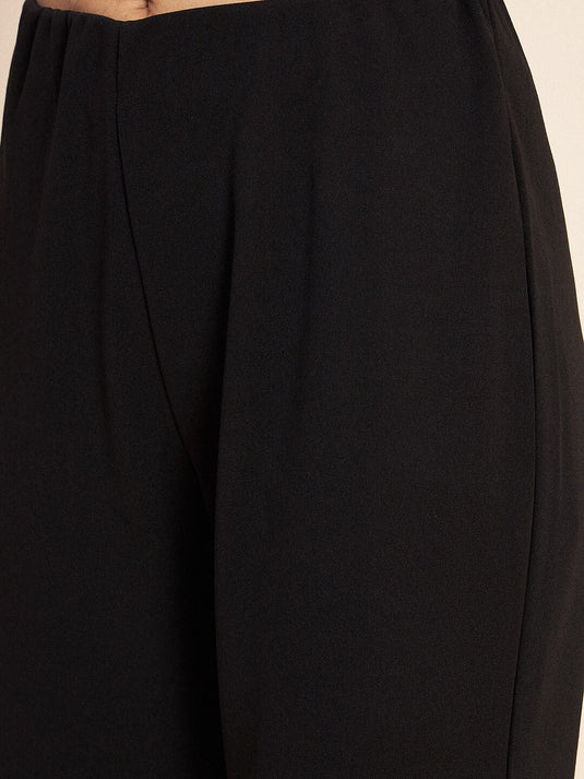 Black Printed Embellished Top & Trousers