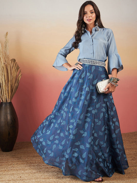 Shirt And Skirt Fusion Set